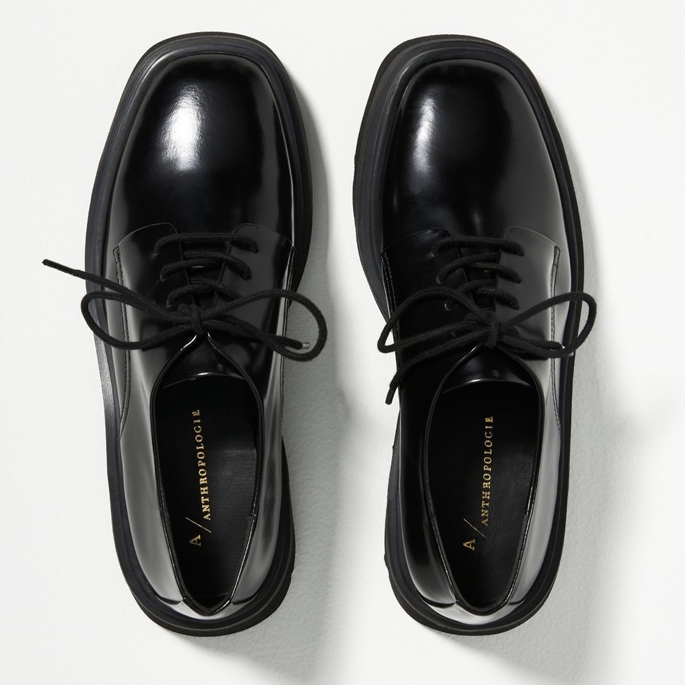 Anthropologie Rhys Square Toe Shoe Size 8, leather upper NIB